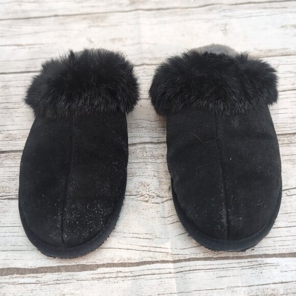 Manitobah Mukluks Metis Scruff Black Slipper House Shoe Women Size 9 Men Size 7 - Picture 1 of 5